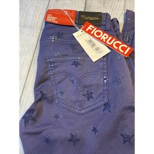FIORUCCI Women's Skinny V. Bassa Jeans 26 Purple‎ Stars Italia Designer Mid Rise